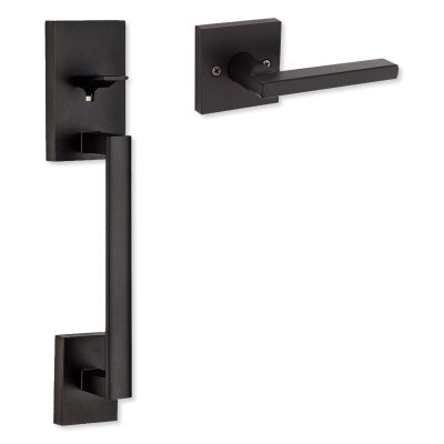 Kwikset San Clemente Handle with Halifax Lever, Square, Matte Black